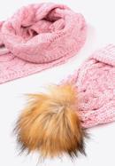 Damen-Winterset mit Zopfmuster, rosa-weiß, 97-SF-001-P, Bild 5