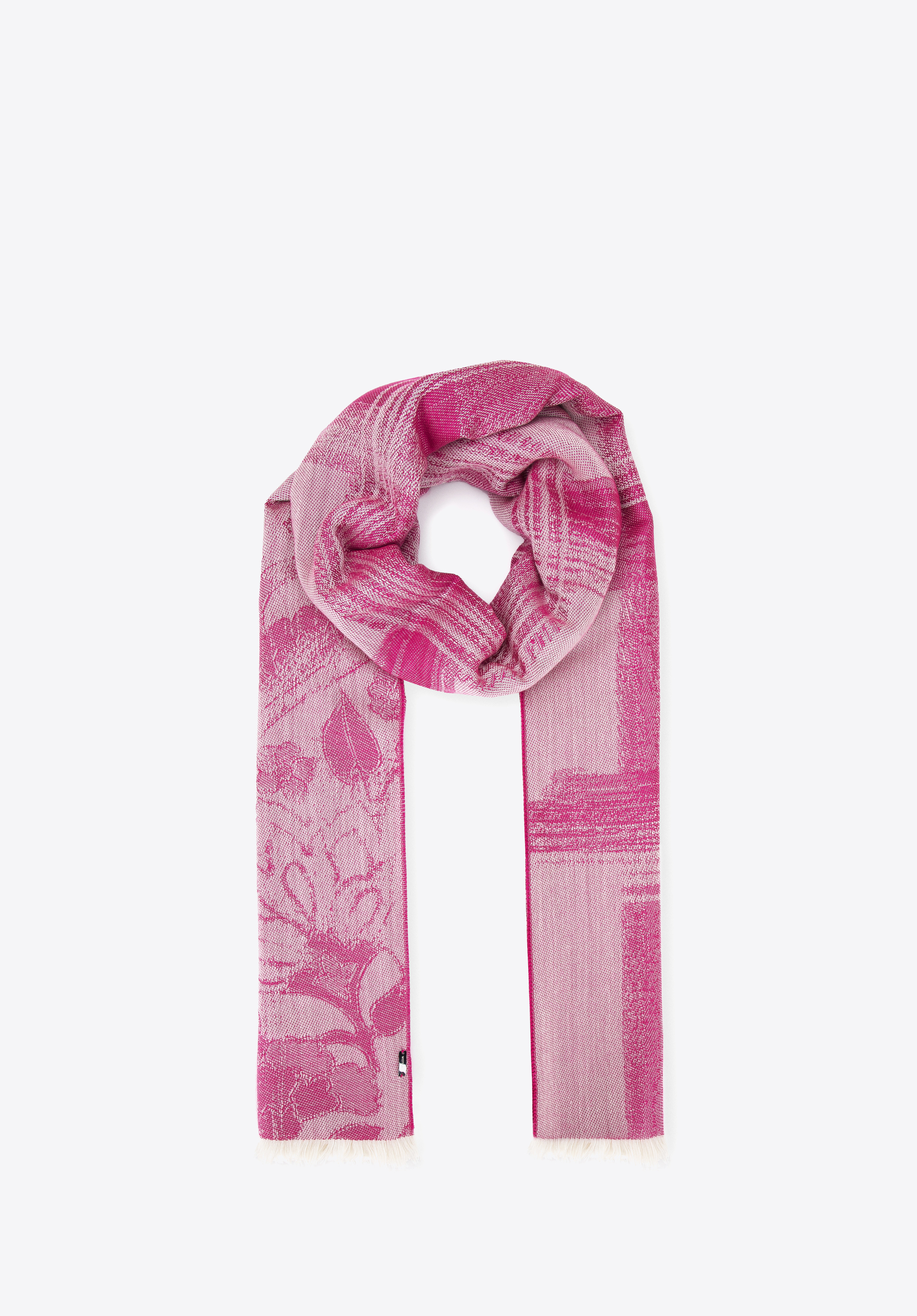 Damenschal mit floral-geometrischem Muster, rosa-weiß, 95-7D-X14-R, Bild 1