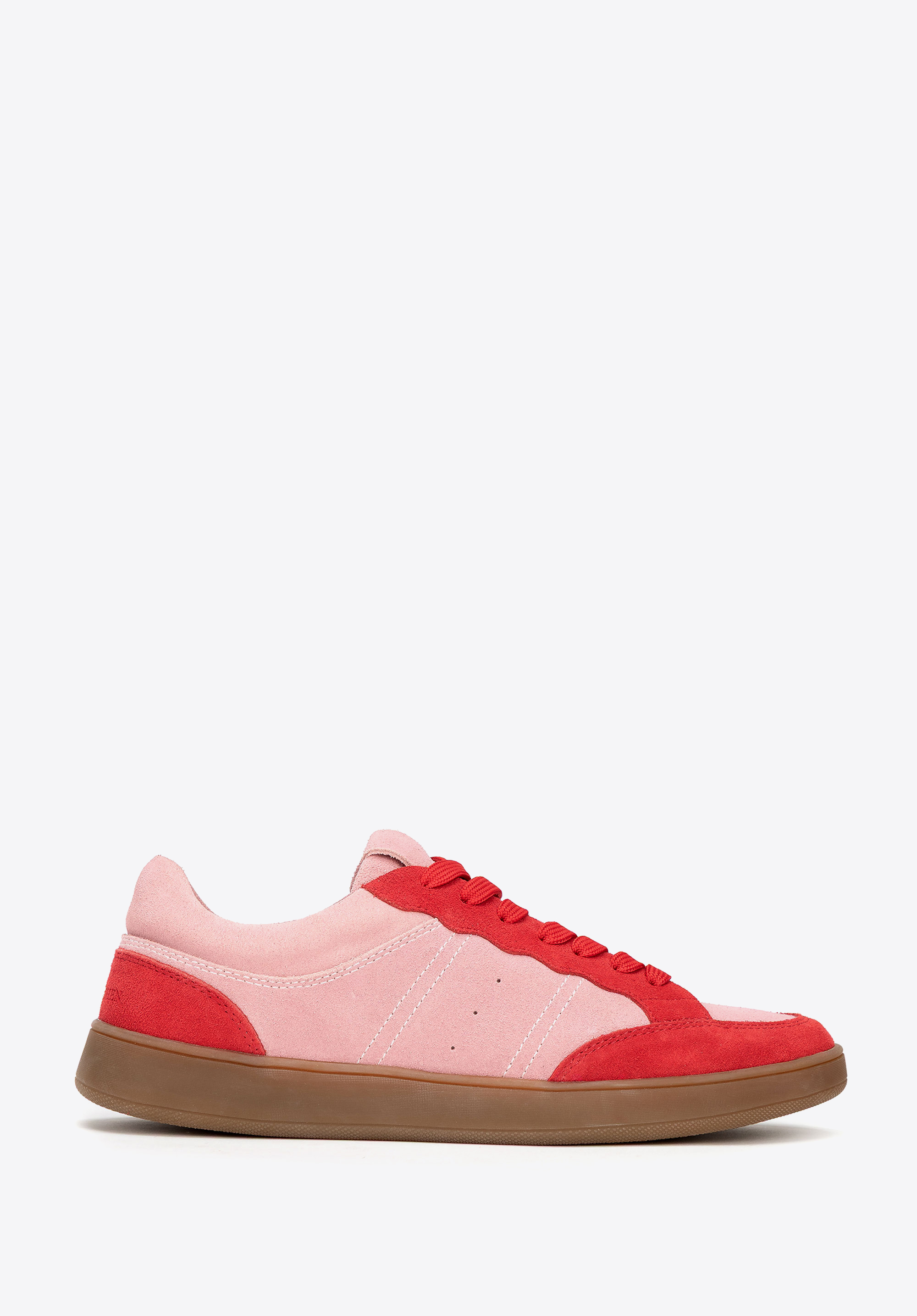 Wildleder-Sneaker mit Kunstledereinsätzen, rosa, 100-D-350-P-35, Bild 1