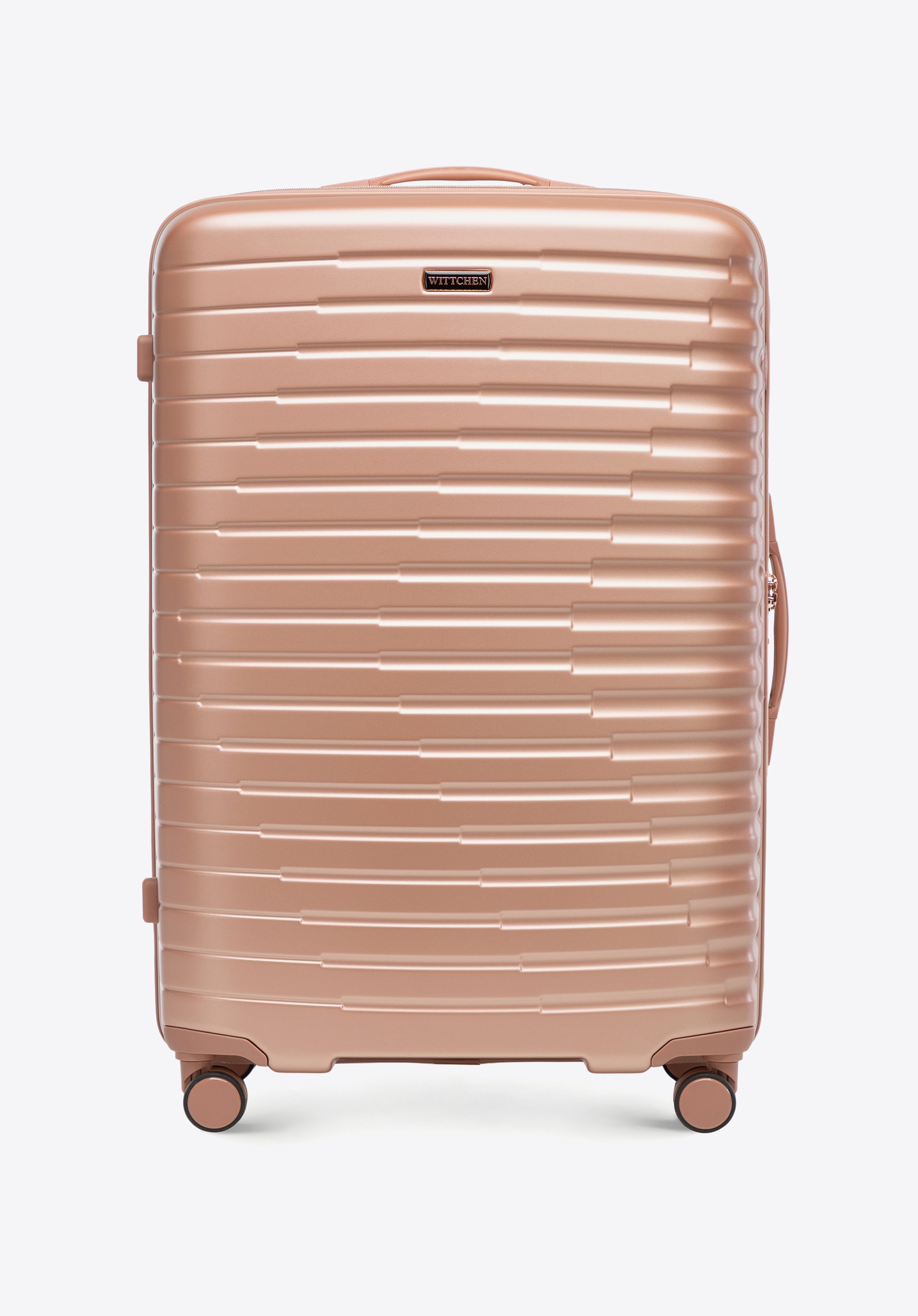 Großer Koffer aus Polycarbonat mit horizontalen Rillen, Roségold, 56-3P-613-77G, Bild 1