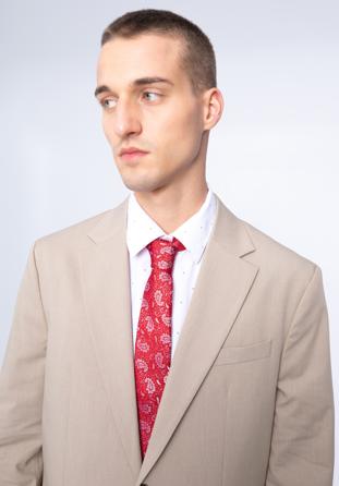 Cravată din mătase cu model, roșu - alb, 97-7K-001-X17, Fotografie 1