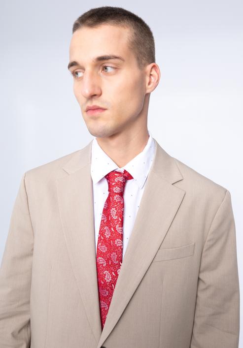 Cravată din mătase cu model, roșu - alb, 97-7K-001-X4, Fotografie 15