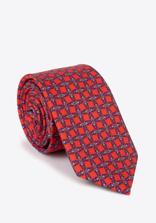 Cravată din mătase cu model, roșu - albastru, 97-7K-001-X5, Fotografie 1