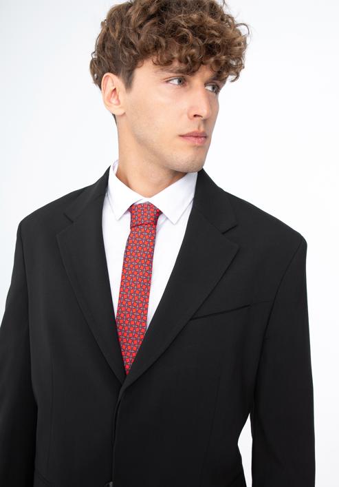 Cravată din mătase cu model, roșu - albastru, 97-7K-001-X2, Fotografie 15