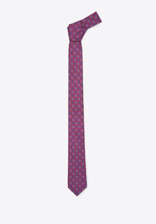 Cravată din mătase cu model, roșu - bleumarin, 91-7K-001-X5, Fotografie 1