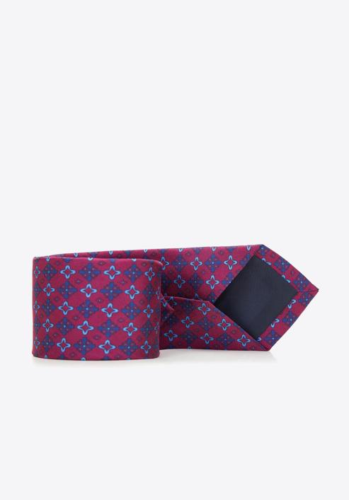 Cravată din mătase cu model, roșu - bleumarin, 91-7K-001-X2, Fotografie 3