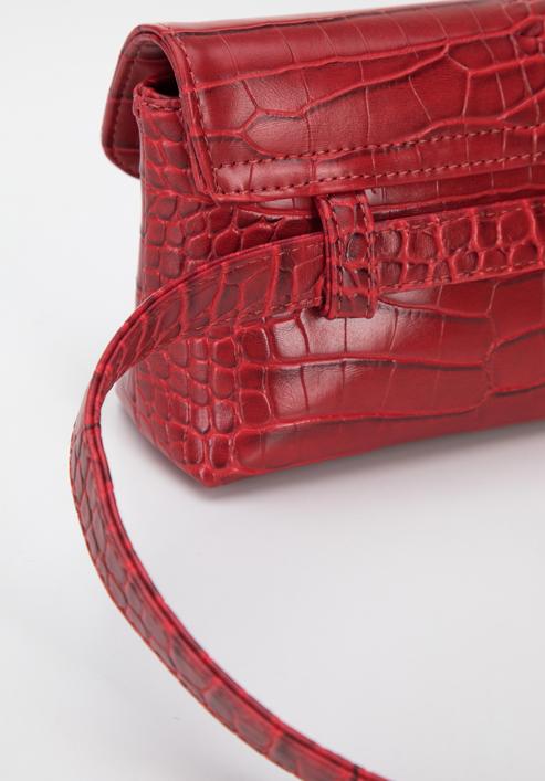Geantă pentru femei din piele ecologică moale cu textură de crocodil, roșu, 96-3Y-221-3, Fotografie 4
