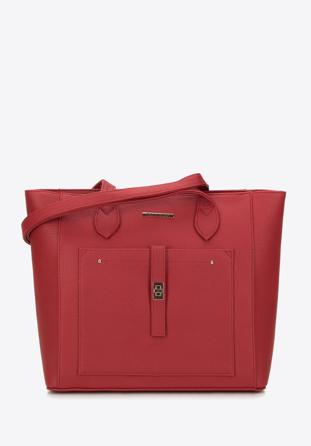 Geantă shopper clasică cu buzunar în față, roșu, 29-4Y-002-B33, Fotografie 1