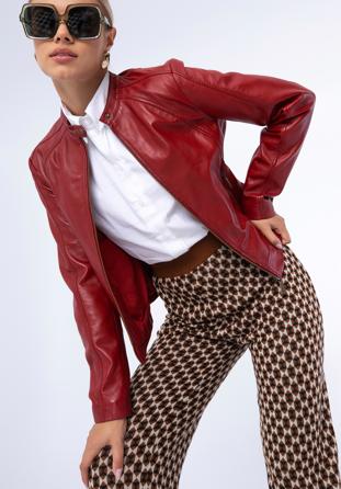 Jachetă din piele clasică pentru femei, roșu, 97-09-804-3-XL, Fotografie 1