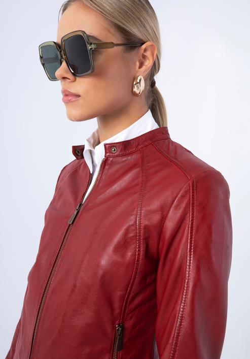 Jachetă din piele clasică pentru femei, roșu, 97-09-804-Z-S, Fotografie 19