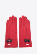 Mănuși de damă cu detalii cu fundă, roșu, 39-6P-012-33-M/L, Fotografie 3