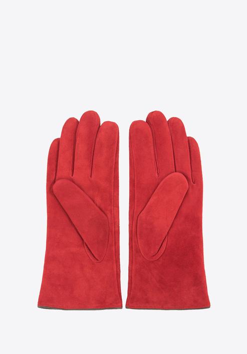 Mănuși de damă din piele întoarsă cu cusături, roșu, 44-6-912-2T-M, Fotografie 2