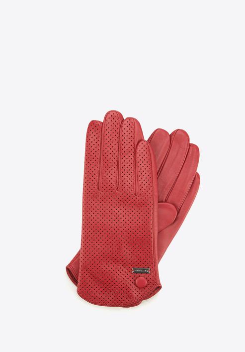 Mănuși de damă din piele perforată, roșu, 45-6-522-LB-S, Fotografie 1