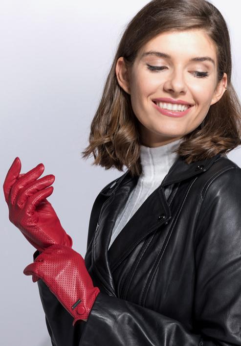 Mănuși de damă din piele perforată, roșu, 45-6-522-2T-X, Fotografie 10