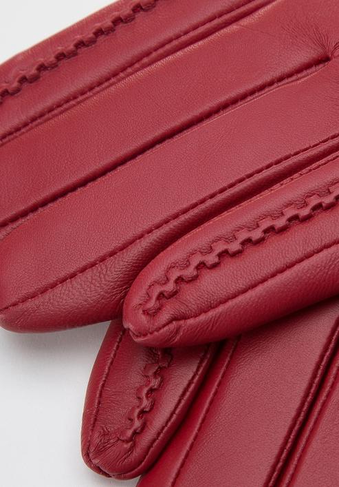 Mănuși de piele de damă cu cusături fanteziste, roșu, 44-6A-004-2-XS, Fotografie 4