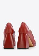 Pantofi cu platformă din piele cu cataramă, roșu, 96-D-508-3-39, Fotografie 5