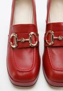 Pantofi cu platformă din piele cu cataramă, roșu, 96-D-508-3-39, Fotografie 7