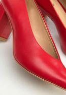 Pantofi de damă din piele decupați, cu toc, roșu, 94-D-802-3-35, Fotografie 7