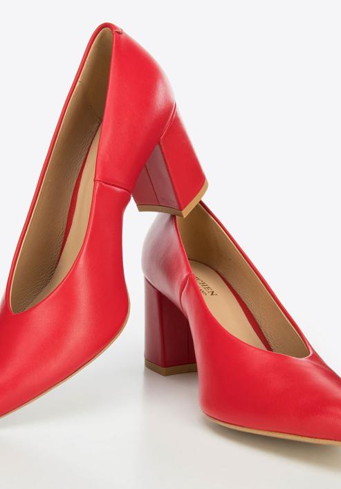 Pantofi de damă din piele decupați, cu toc, roșu, 94-D-802-9-38, Fotografie 8