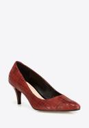 Pantofi din nubuc cu carouri, roșu, 90-D-203-2-36, Fotografie 1