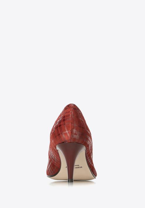 Pantofi din nubuc cu carouri, roșu, 90-D-203-2-36, Fotografie 6