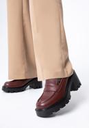 Pantofi loafer cu platformă din piele, roșu, 97-D-504-3-36, Fotografie 15