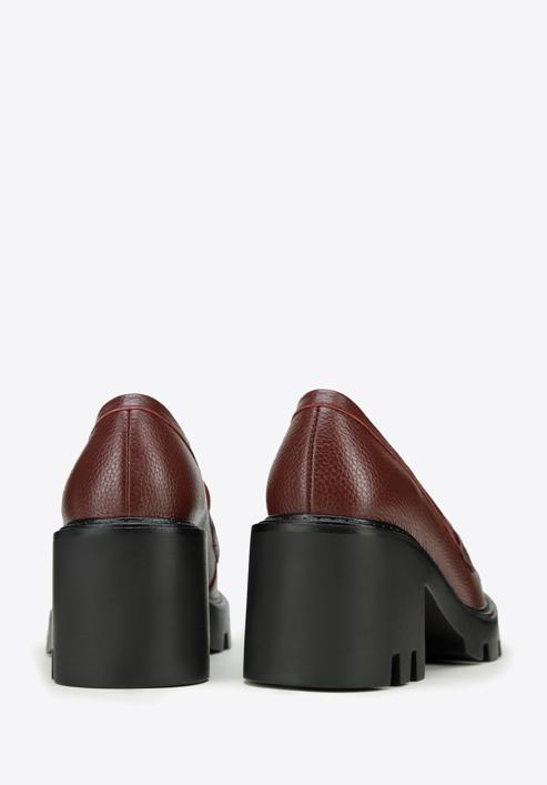 Pantofi loafer cu platformă din piele, roșu, 97-D-504-3-37, Fotografie 4