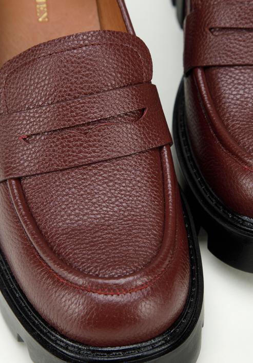 Pantofi loafer cu platformă din piele, roșu, 97-D-504-1B-38, Fotografie 8