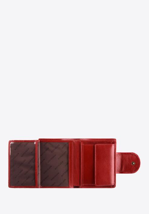 Portofel damă din piele lăcuită, cu capsă decorativă, roșu, 25-1-362-1, Fotografie 3