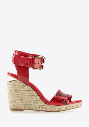 Sandale de damă din piele cu o curea groasă, roșu, 86-D-653-2-38, Fotografie 1