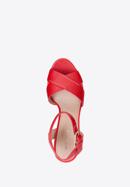 Sandale de dama din piele cu toc cu dungi, roșu, 88-D-557-3-37, Fotografie 5
