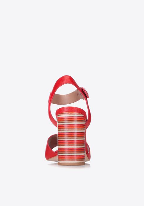 Sandale de dama din piele cu toc cu dungi, roșu, 88-D-557-3-37, Fotografie 6