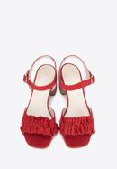 Sandale de damă din piele întoarsă cu ornament încrețit, roșu, 88-D-450-3-41, Fotografie 7