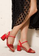 Sandale de damă din piele intoarsa pe un stâlp ajurat, roșu, 92-D-959-1-37, Fotografie 20