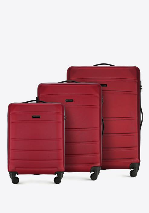 Set valize ABS canelate, roșu, 56-3A-65S-01, Fotografie 1
