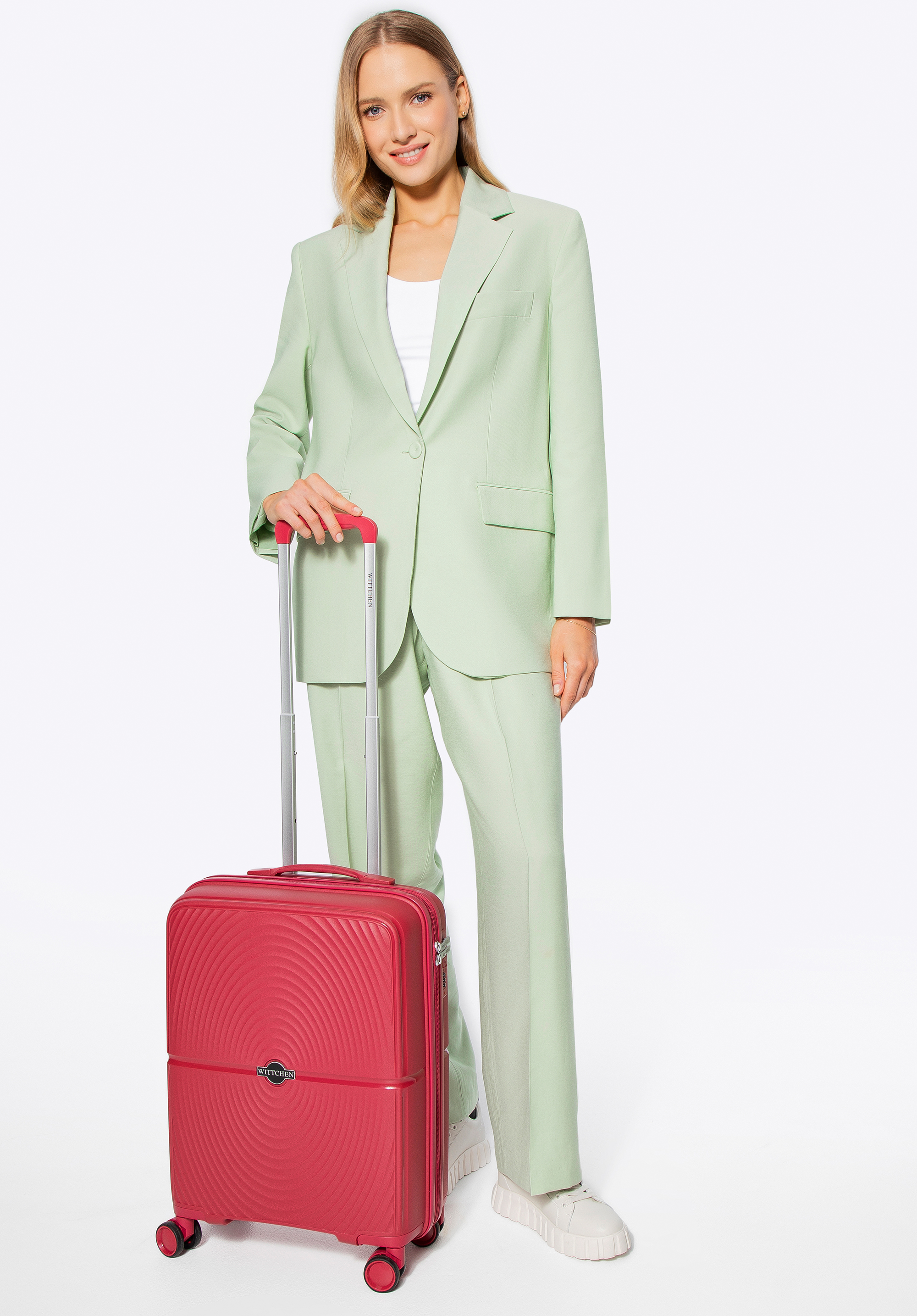 Valiză mică din polipropilenă cu model circular, roșu, 56-3T-301-31, Fotografie 1