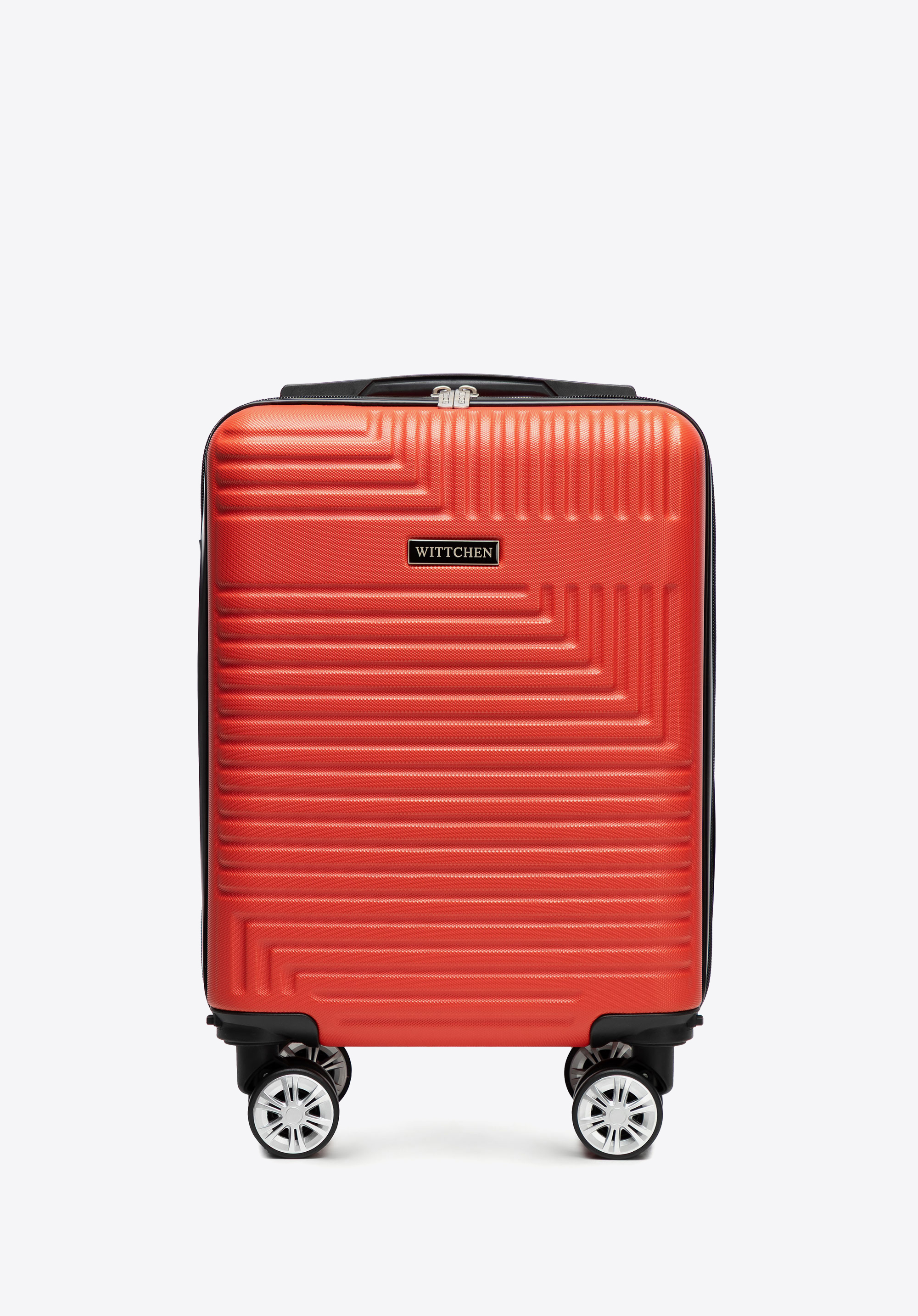 ABS-Kabinenkoffer mit abnehmbaren Rollen und geometrischem Muster, rot, 56-3A-281-30B, Bild 1