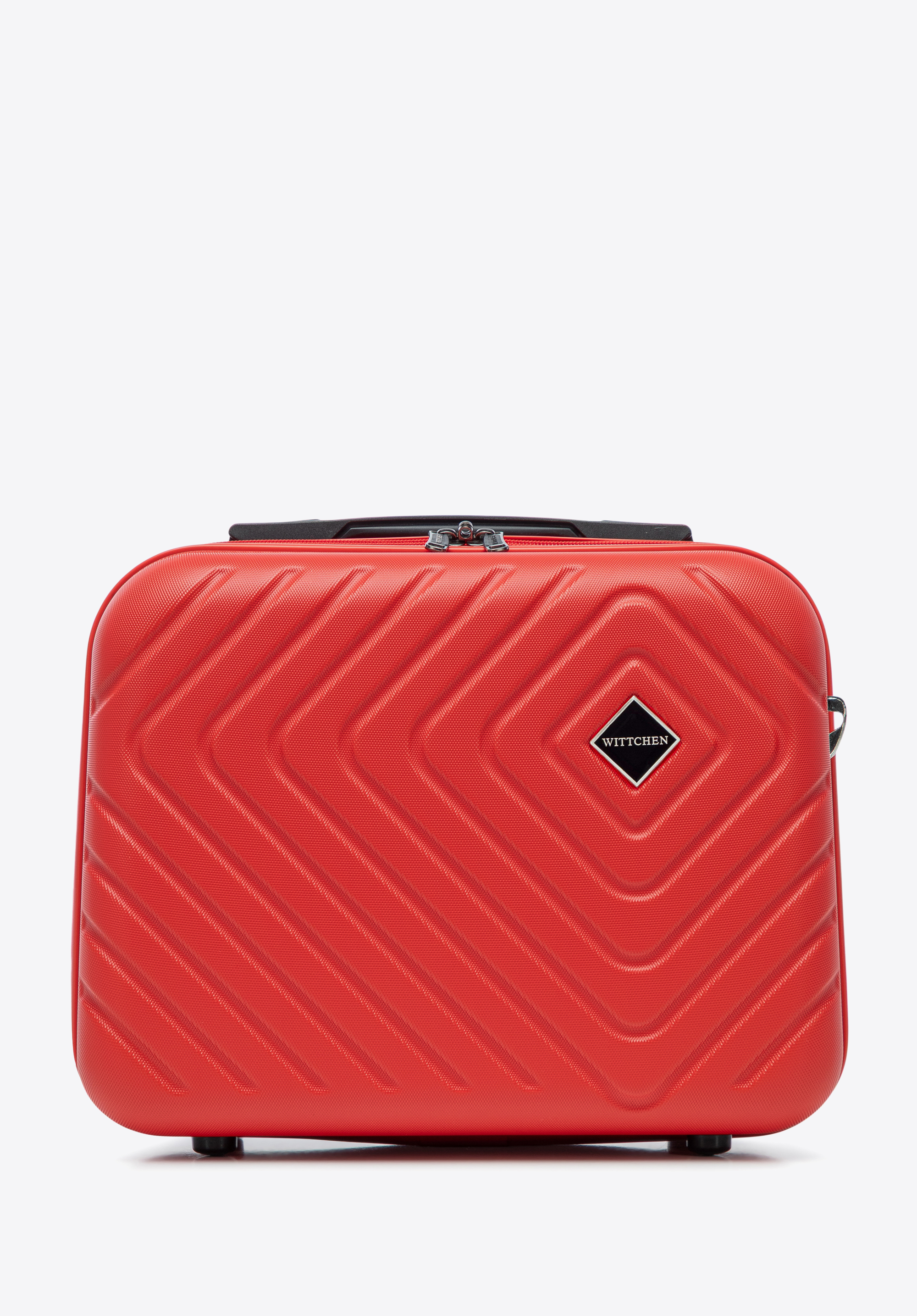 Beauty Case aus ABS mit geometrischer Prägung, rot, 56-3A-754-30, Bild 1