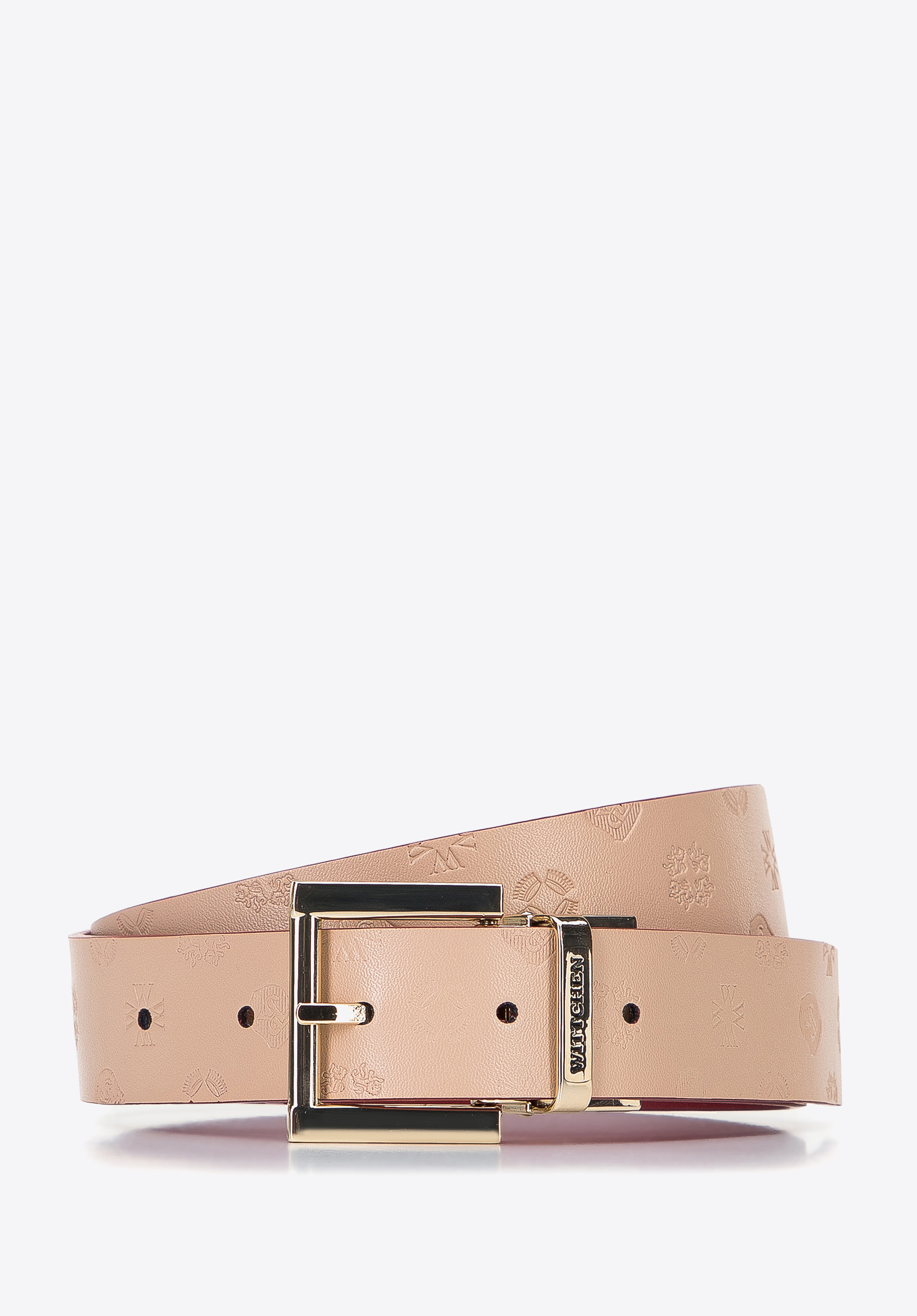 Wendbarer Ledergürtel für Damen, rot-beige, 96-8D-802-9-S, Bild 1