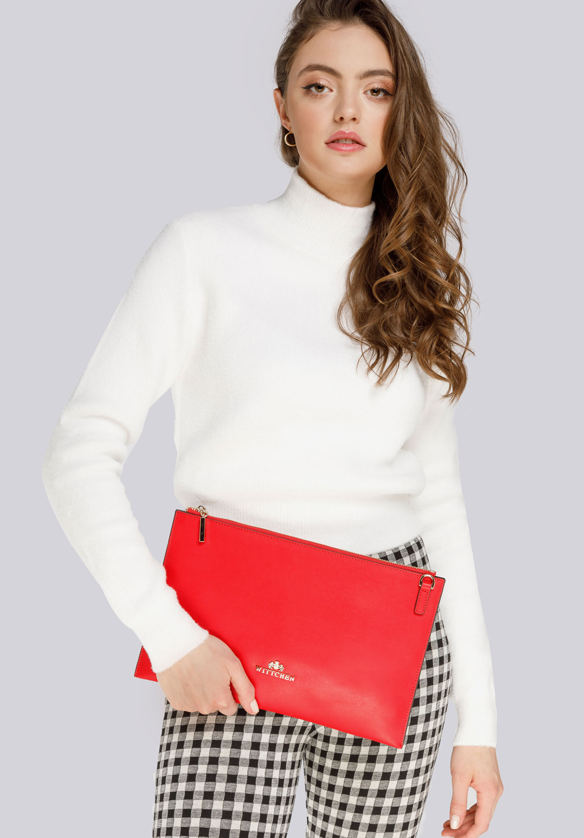 Clutch aus Leder, rot, 85-4-638-3, Bild 1