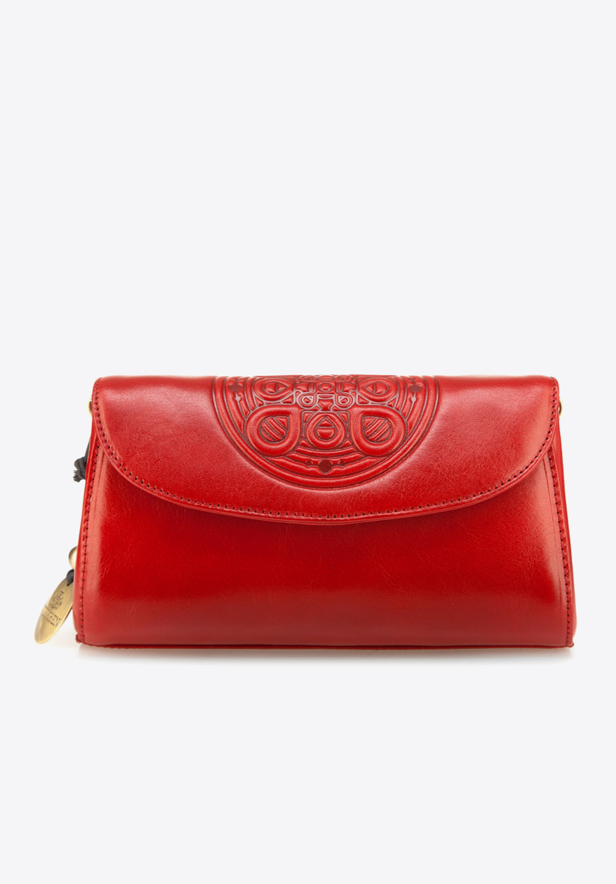 Clutch aus Leder mit geprägtem Mandala, rot, 04-4-068-3, Bild 1