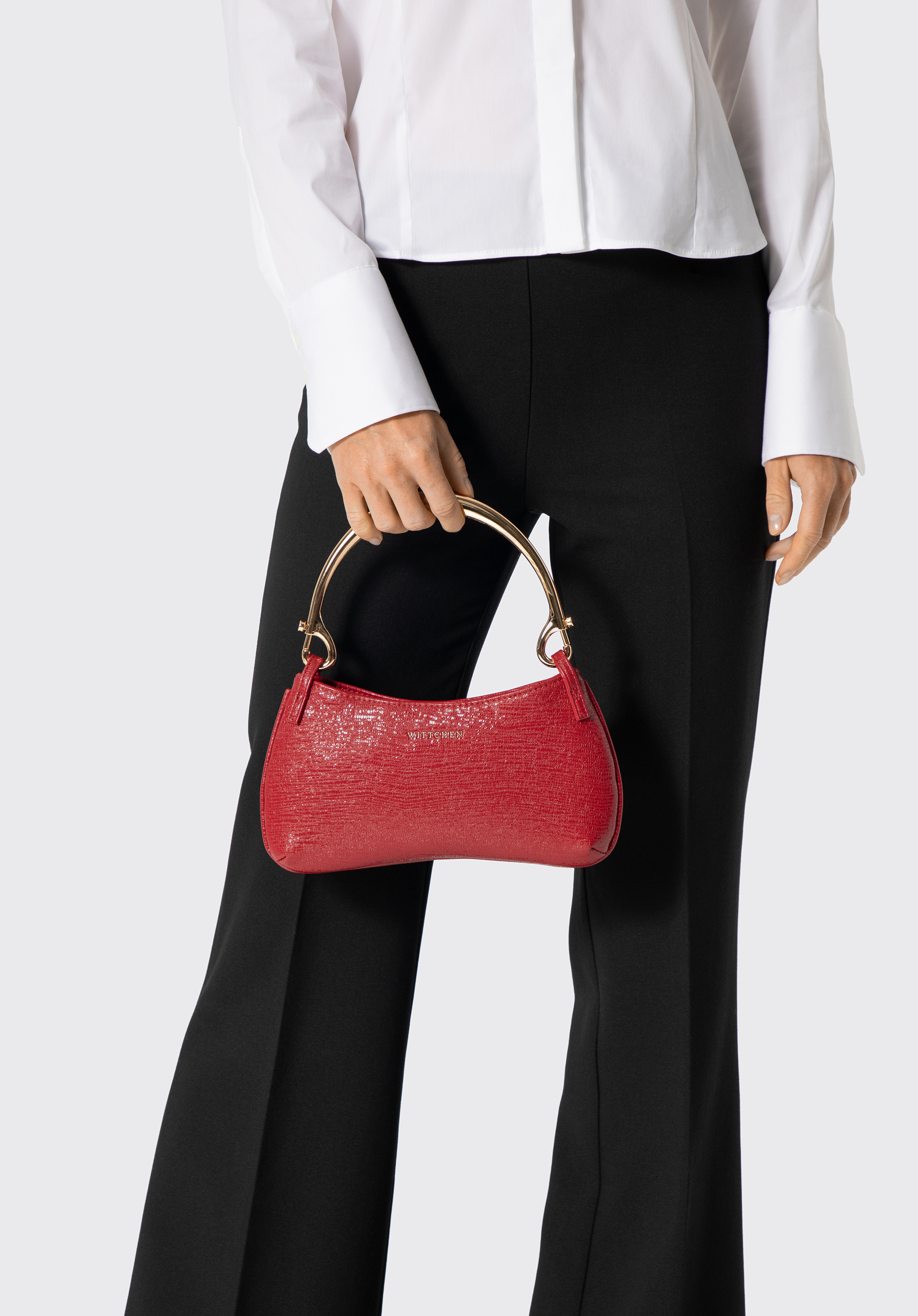 Damen-Baguette-Tasche mit dekorativem Henkel, rot, 104-4Y-501-3, Bild 1