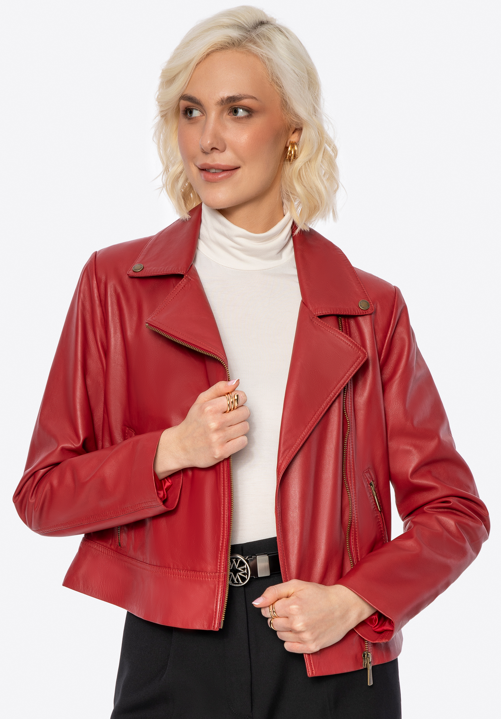 Damen Bikerjacke aus Leder, rot, 100-09-804-3-XL, Bild 1