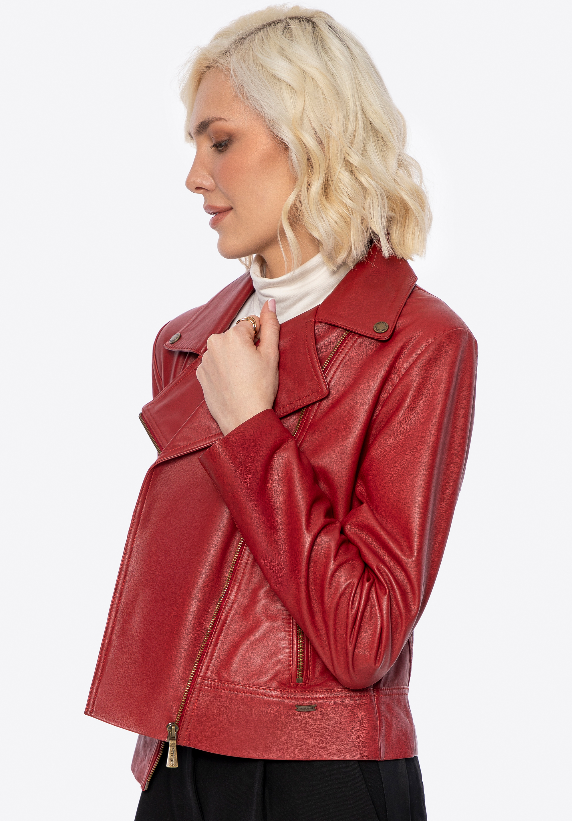 Damen Bikerjacke aus Leder, rot, 100-09-804-3-XL, Bild 1