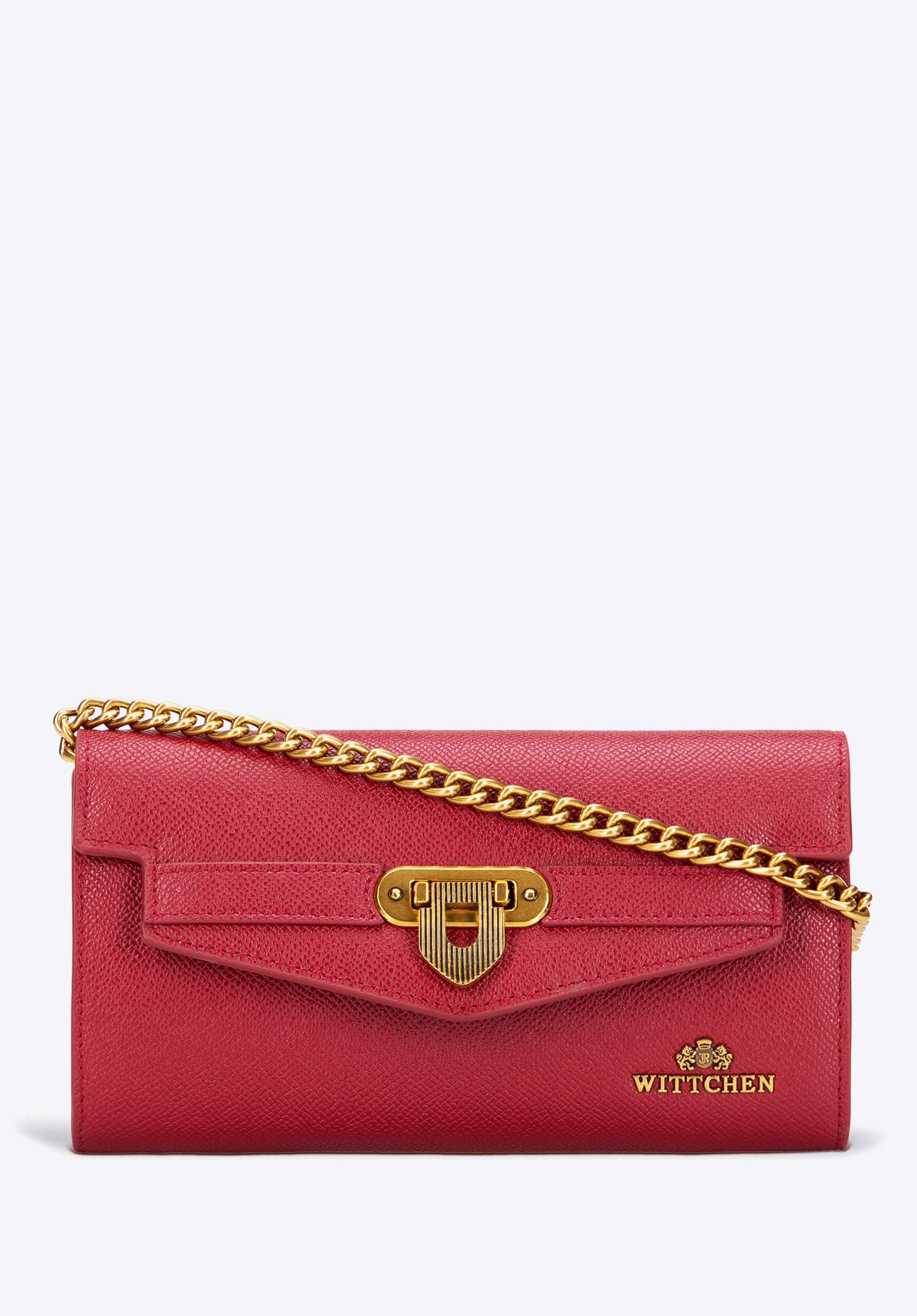 Damen Leder Clutch mit Ketten-Schulterriemen, rot, 101-4E-216-3, Bild 1