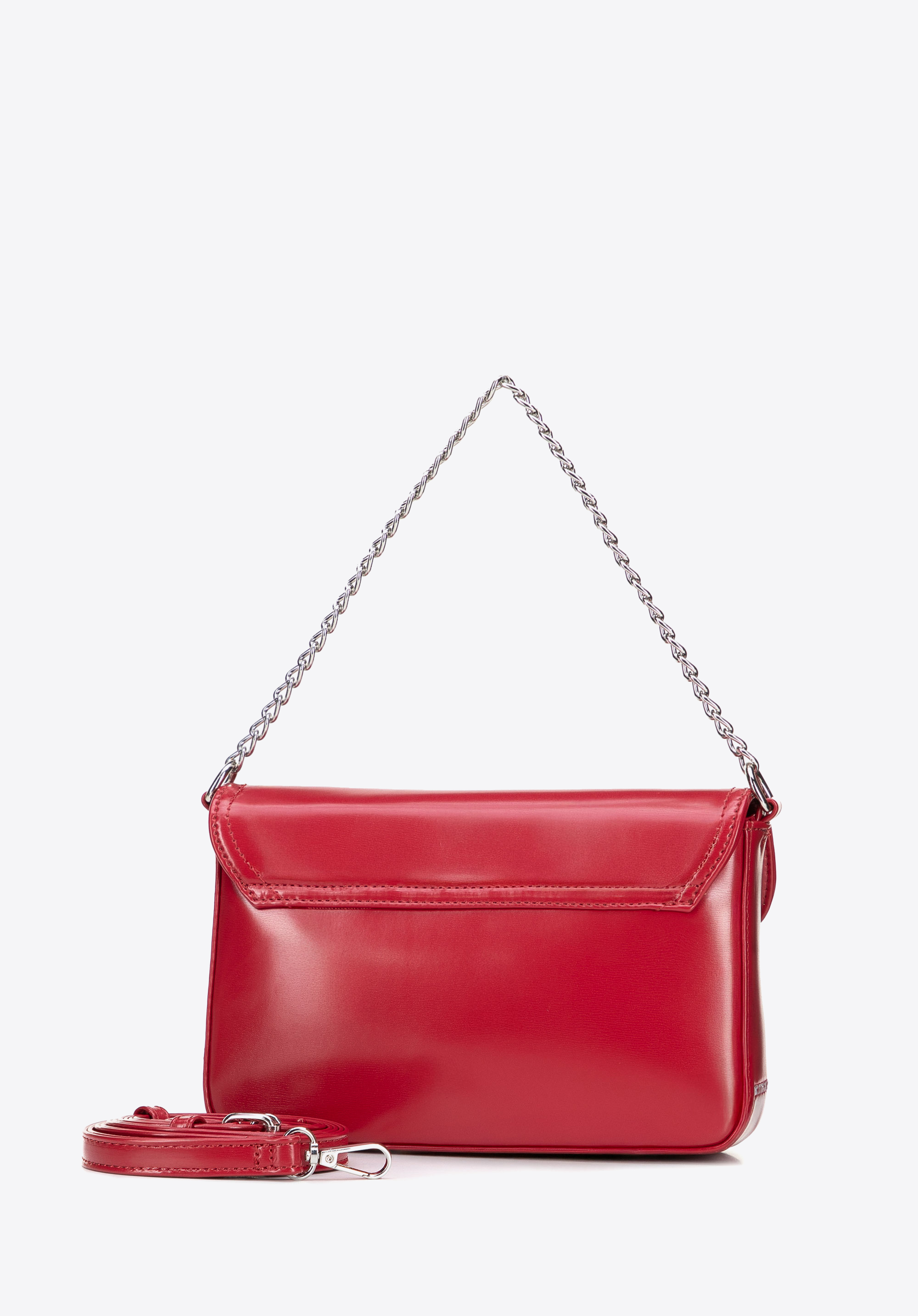 Damen-Klapptasche aus Kunstleder mit Kettenriemen, rot, 101-4Y-435-3, Bild 1