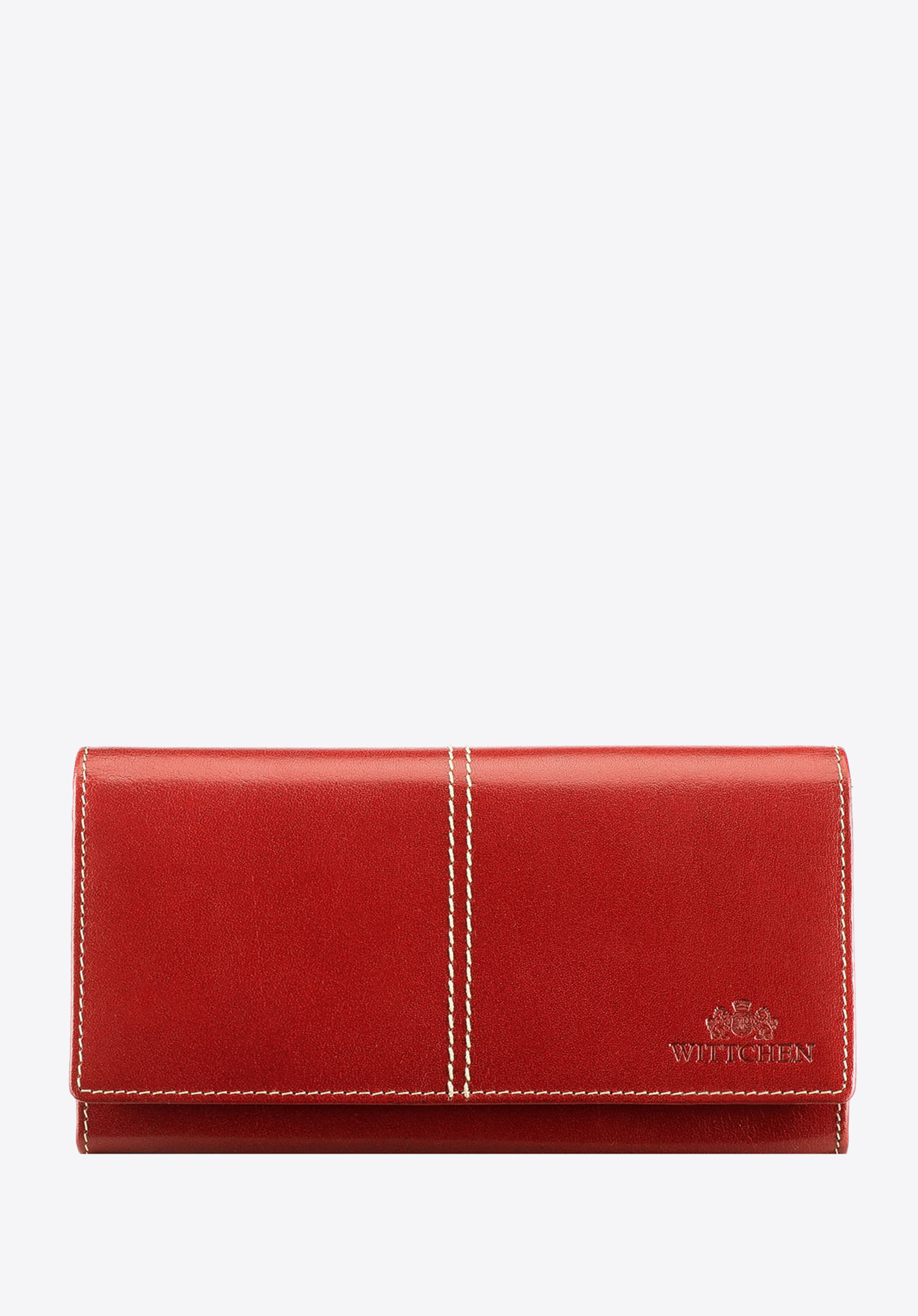 Damen-Ledergeldbörse mit Nahtdetail, rot, 14-1-122-L3, Bild 1