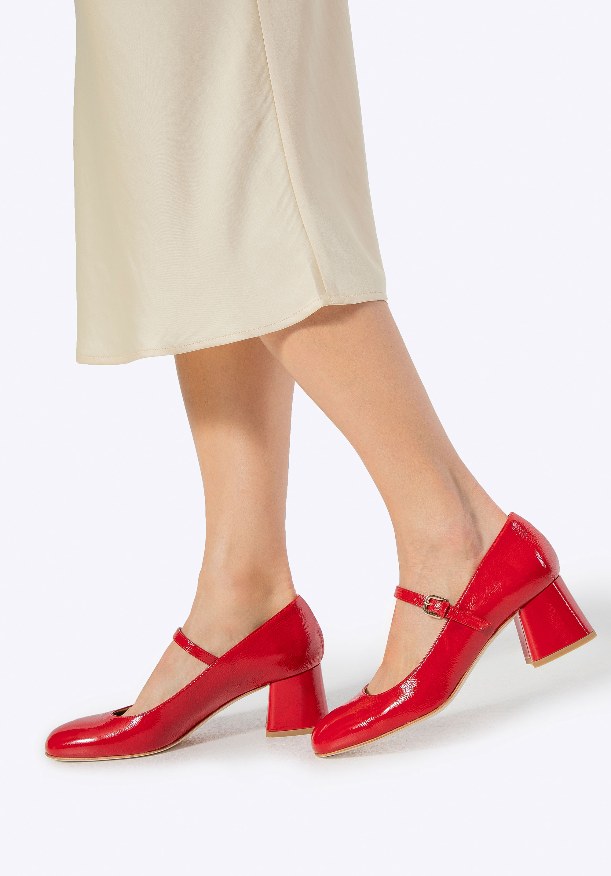 Damen Lederpumps mit Riemen, rot, 100-D-107-3-37, Bild 1