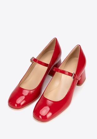 Damen Lederpumps mit Riemen, rot, 100-D-107-3-41, Bild 1