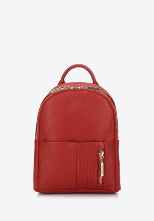 Damen Mini-Rucksack aus Echtleder mit vertikalem Reißverschluss, rot, 94-4E-910-K, Bild 1